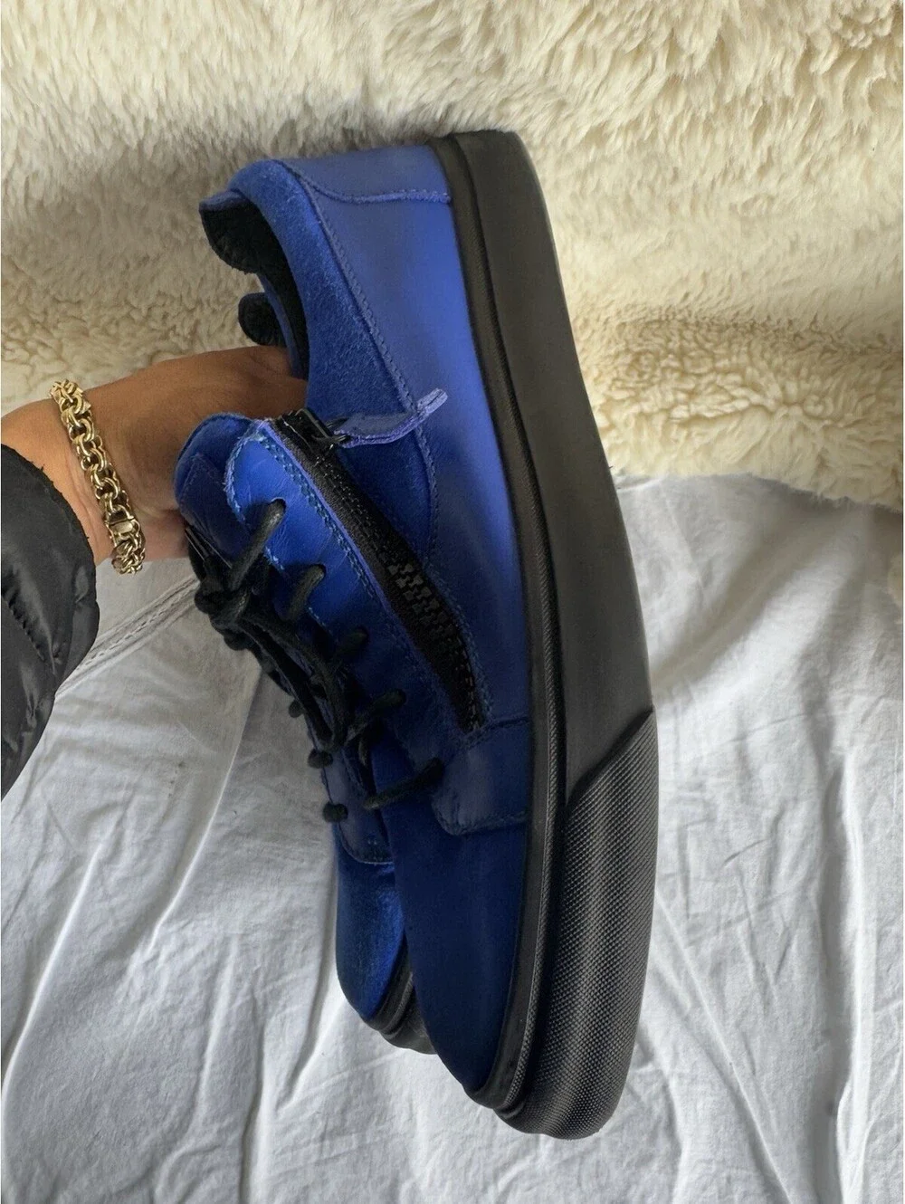 Giuseppe Zanotti Blue Leather Frankie Low Top Sneakers Size 43.5